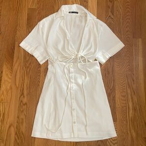 Cut Out Linen Blend Dress